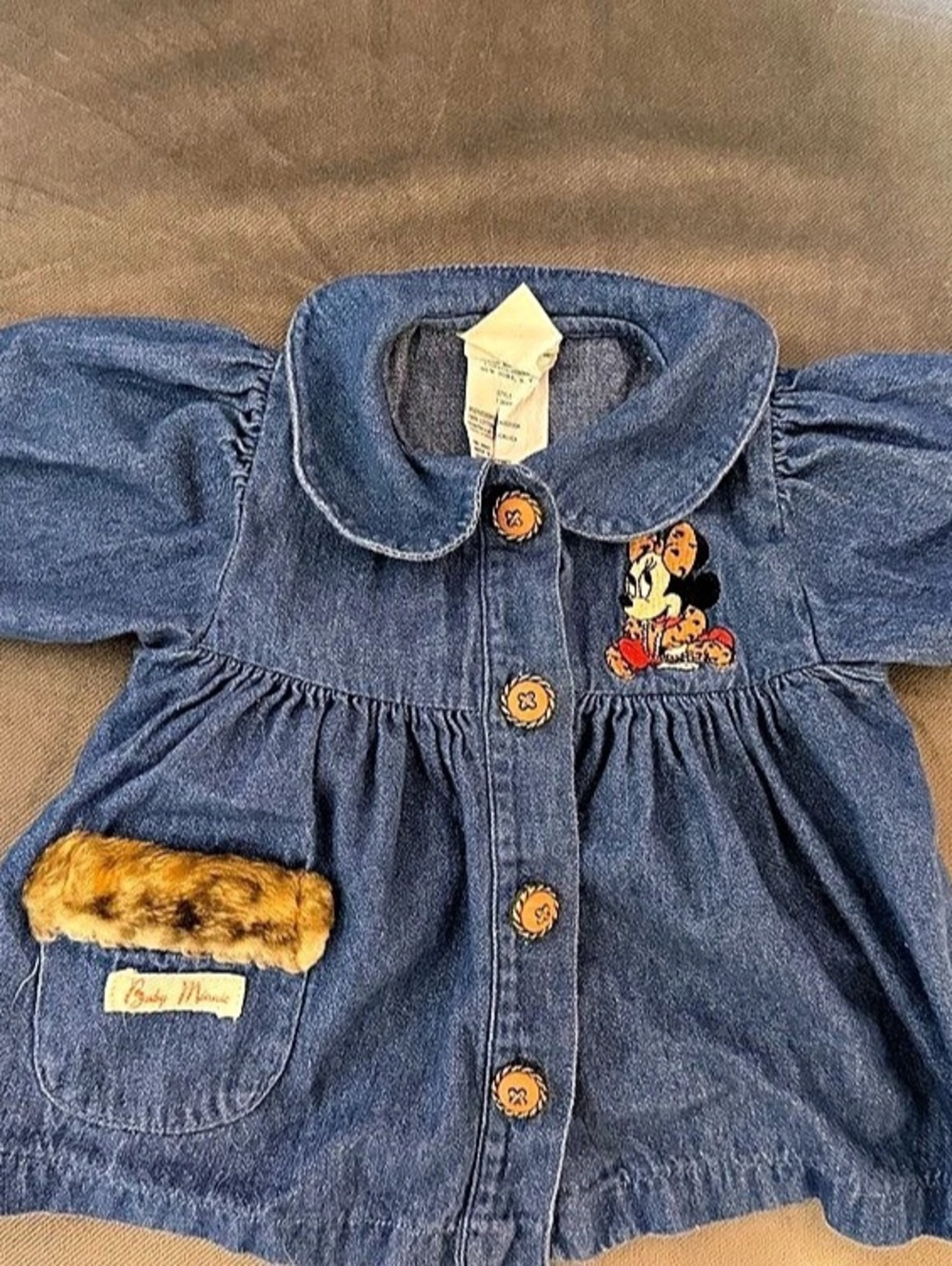 Vintage Disney Babies Denim Baby Minnie Dress 0/6 Months